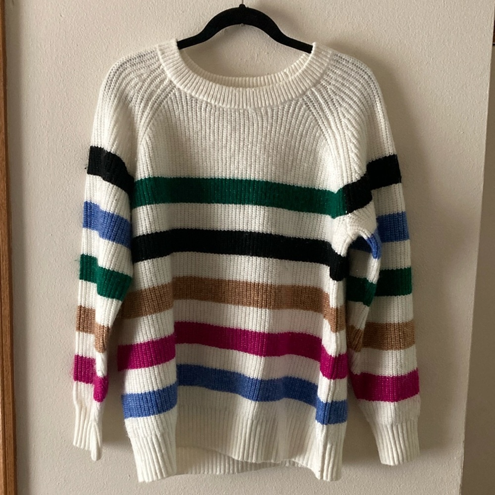 Lane Bryant Colorful Striped Crew Neck Sweater